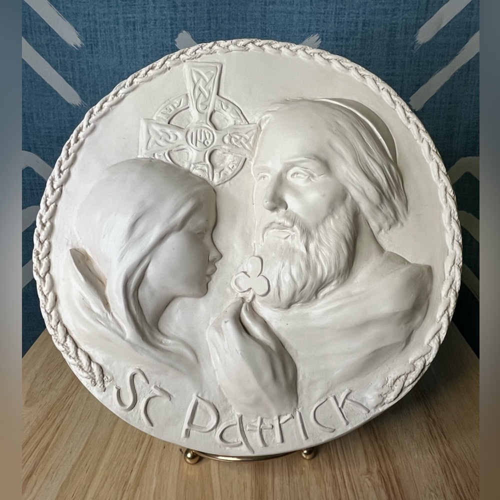 Vintage Saint Patrick Plaque Religious Sculpture